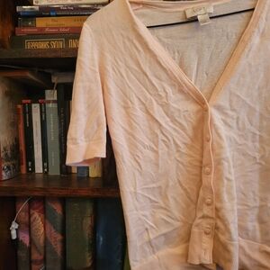 Loft Light Pink Feminine Cardigan 100% Cotton